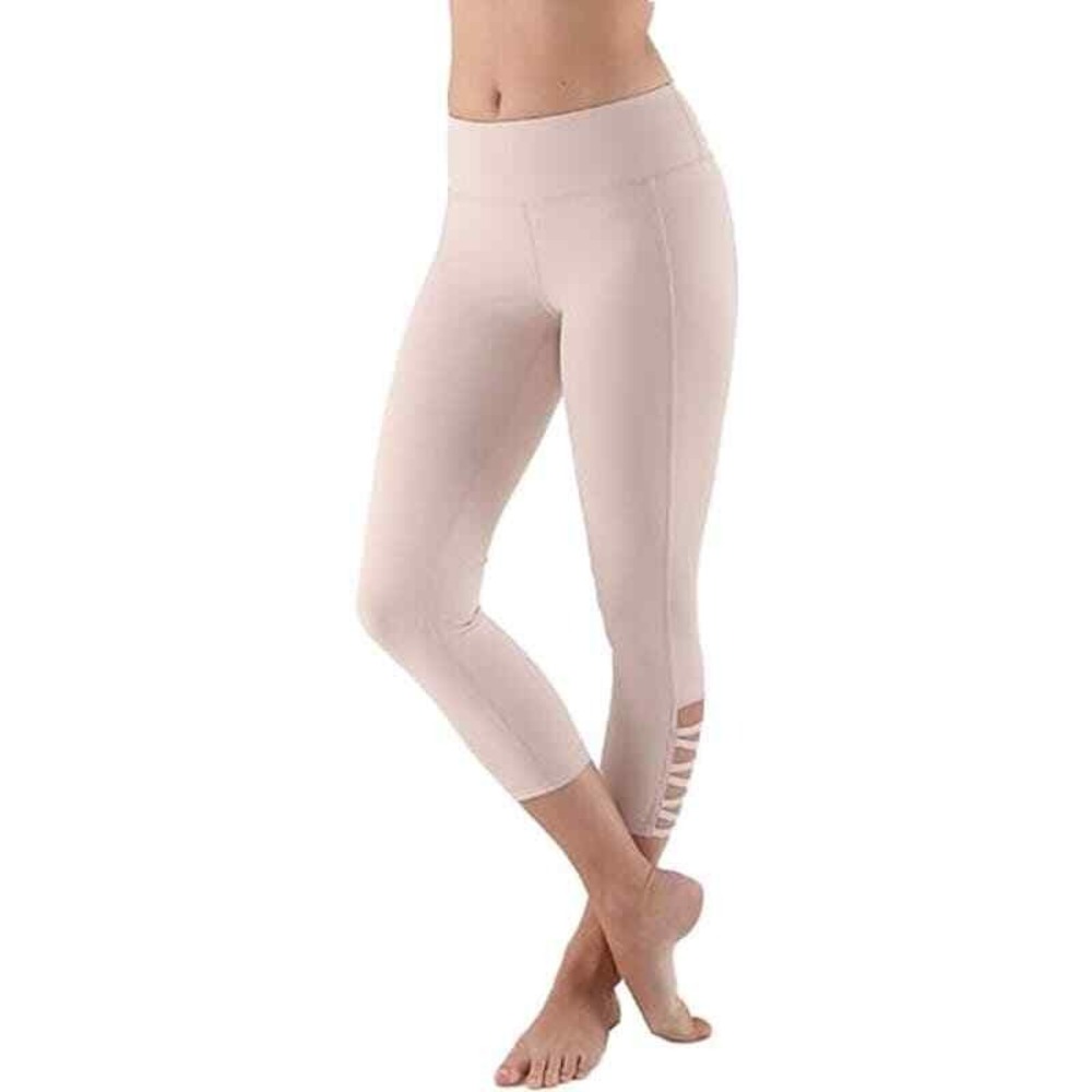 Mono B Women's Size Small Pink Cropped Criss Cross Cut Bottom Leggings